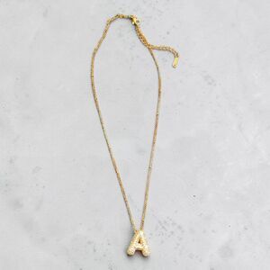 Gold Initial A Necklace Dainty Letter Pendant Pavé Crystal Alphabet Necklace
